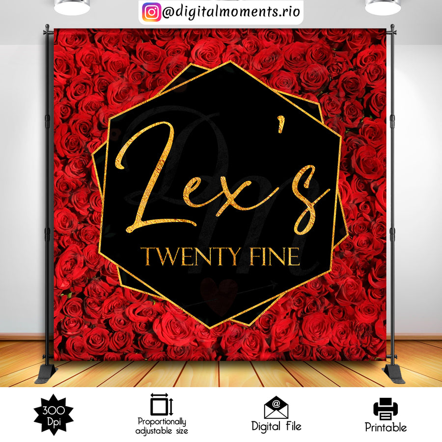 Red Roses 8x8 Custom Backdrop, DIGITAL FILE ONLY | Custom Digital Download for Kids Party or Event