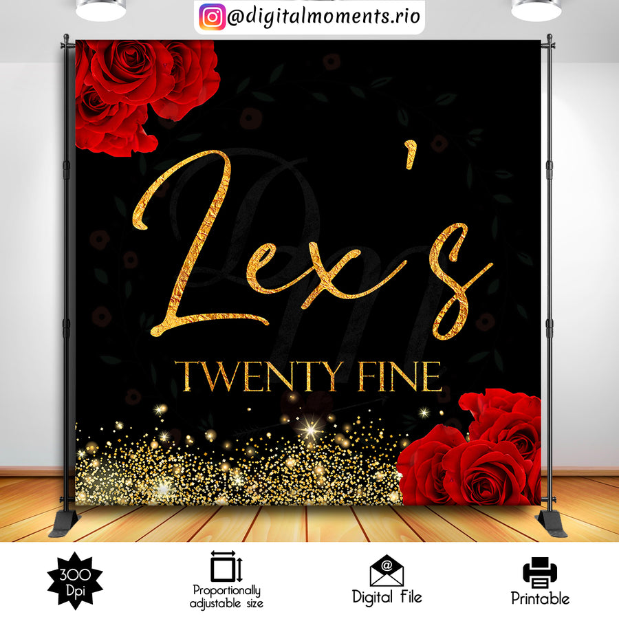 Red Roses 8x8 Custom Backdrop, DIGITAL FILE ONLY | Custom Digital Download for Kids Party or Event