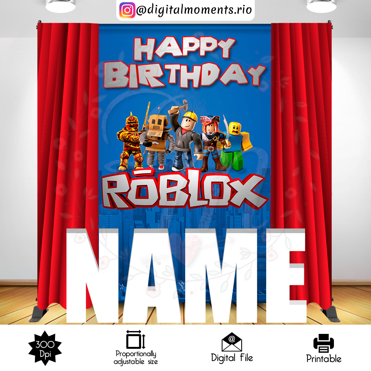 Roblox 8x8 Digital Backdrop Design, Instant Download – Digital Moments Rio