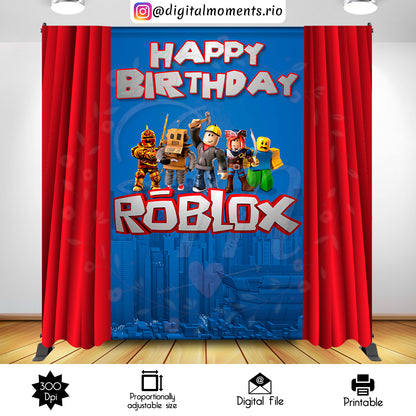 Diseño de fondo digital Roblox 5x8, descarga instantánea