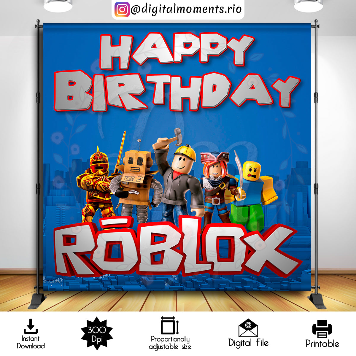 Roblox 8x8 Digital Backdrop Design, Instant Download – Digital Moments Rio