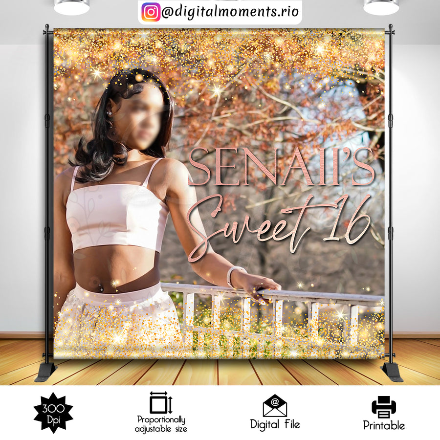 Sweet Sixteen 8x8 Custom Backdrop, Digital file only | Custom Digital Download for Kids Party or Event
