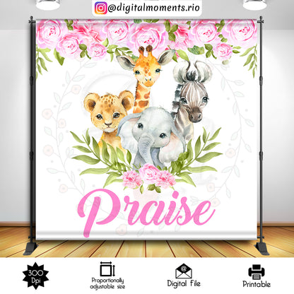 Safari Floral   8x8, events, custom, safari, 8x8, backdrop