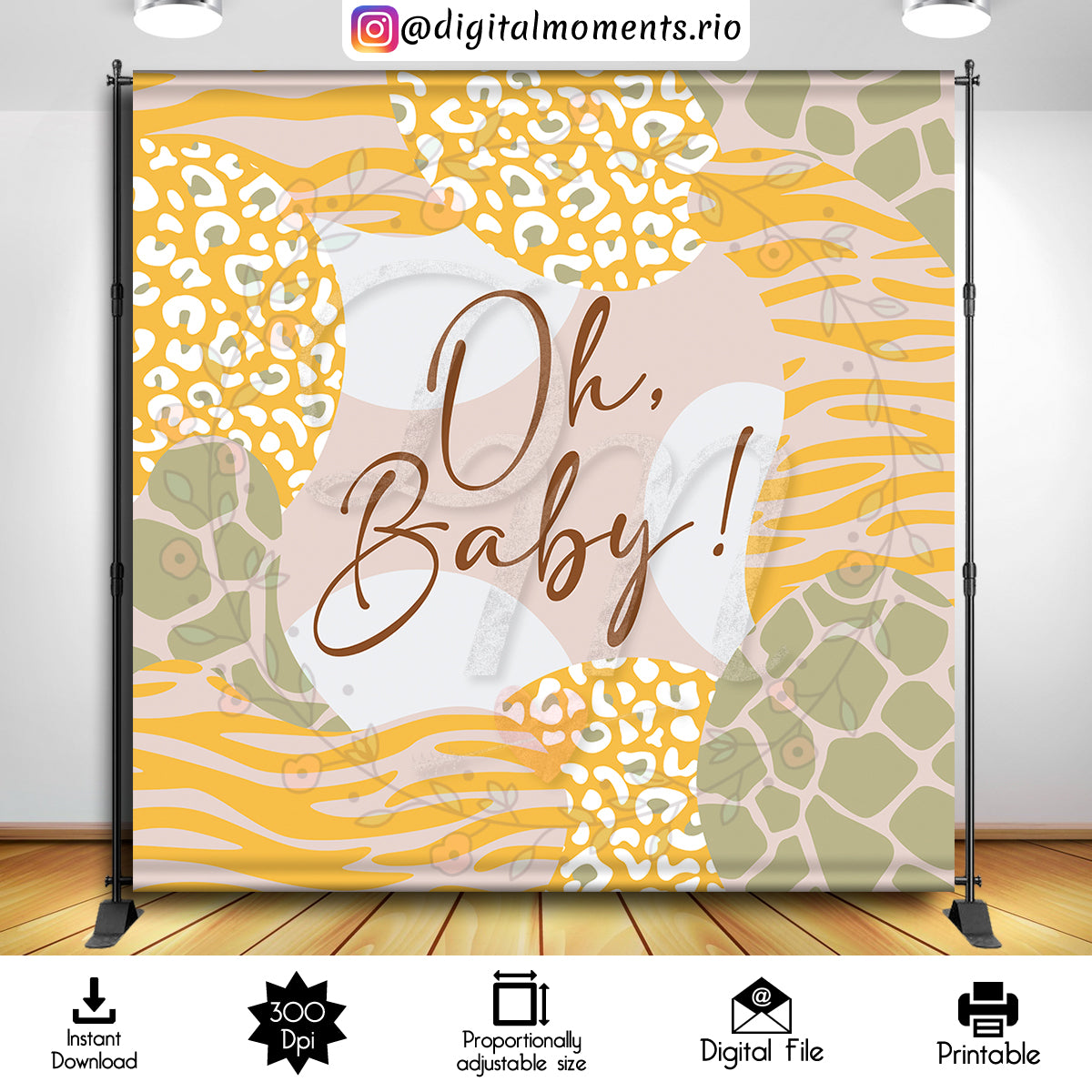 Animal Print 8x8 Digital Backdrop Design, Instant Download