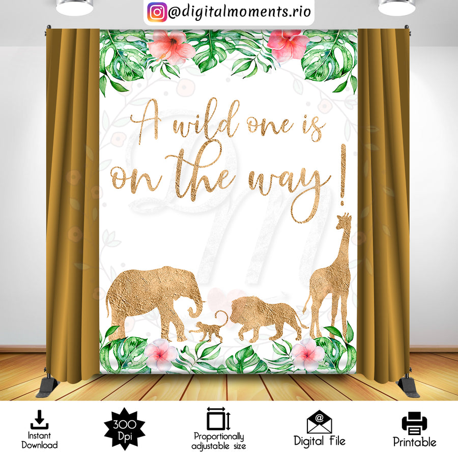 Safari Wild One 6x8 Digital Backdrop Design, Instant Download | Custom Digital Download for Kids Party or Event