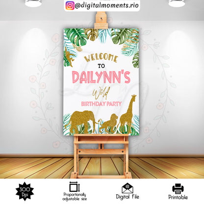 Safari Wild One Sign 16x20, 2x3, events, custom, safari, sign