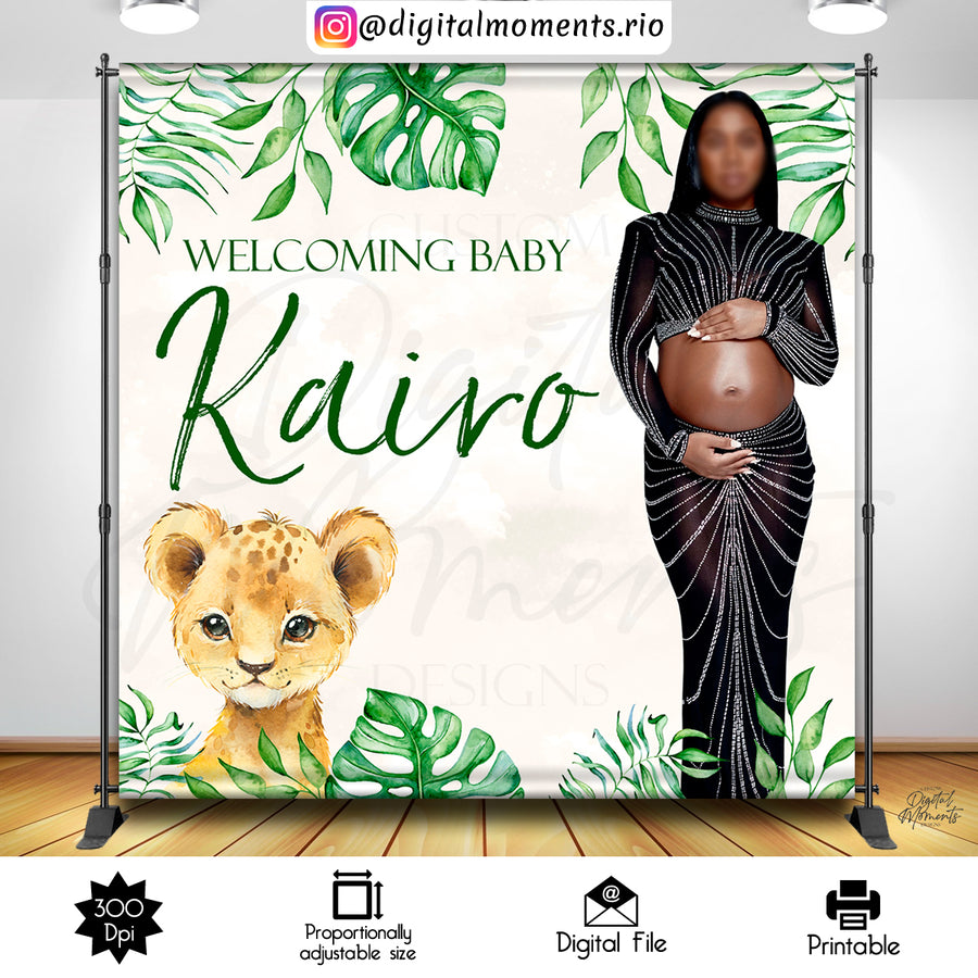 Baby Animals Safari 8x8 Custom Backdrop with 1 picture, Digital file only | Custom Digital Download for Kids Party or Event