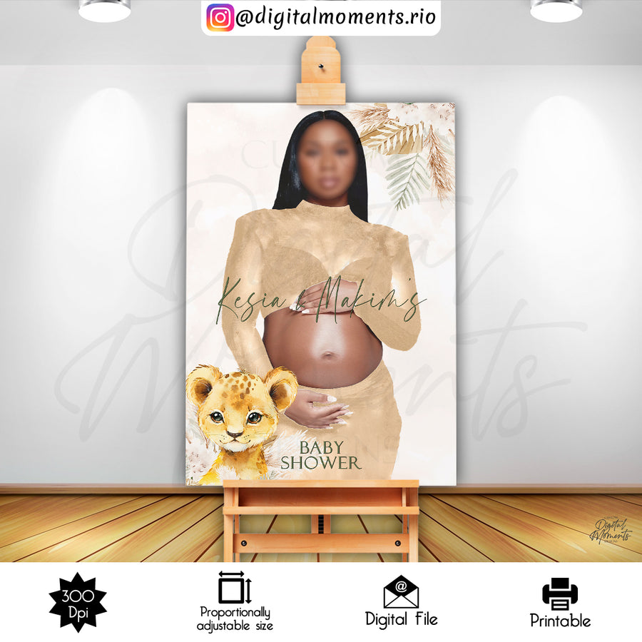 Baby Lion 2x3 Custom sign with 1 picture, Digital file only | Custom Digital Download for Kids Party or Event