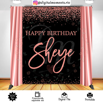 Rose Gold - Backdrop - Birthday
