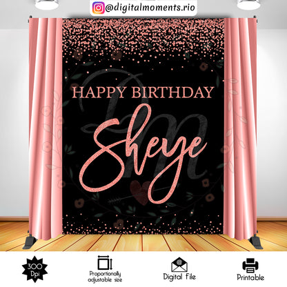 Sheye 6x8, events, custom, rose, gold, backdrop, 6x8