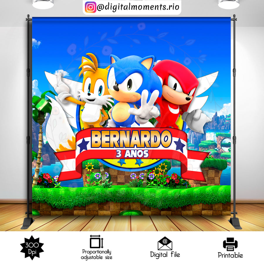 Sonic 8x8 custom backdrop, Digital file only | Custom Digital Download for Kids Party or Event