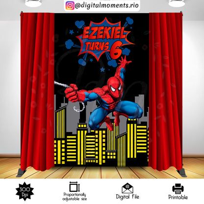 Spider City 5x8, events, custom, backdrop, man, spider, 5x8