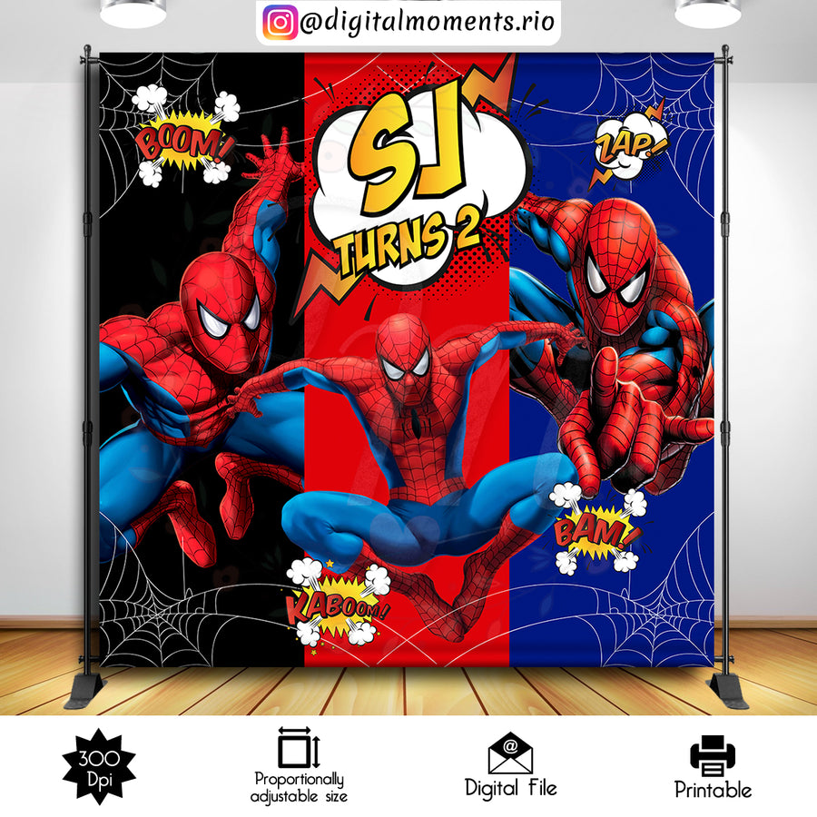 Spider-Man 8x8 custom backdrop, Digital file only | Custom Digital Download for Kids Party or Event
