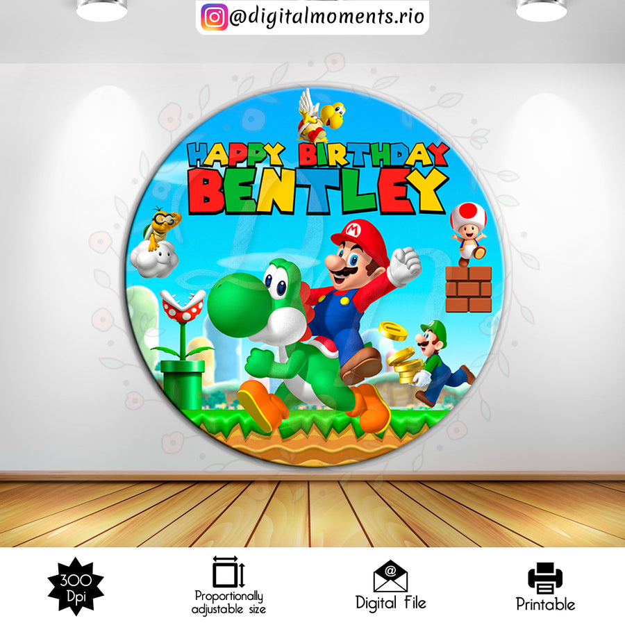 Super Mario 6x6 Custom Backdrop, Digital file only | Custom Digital Download for Kids Party or Event