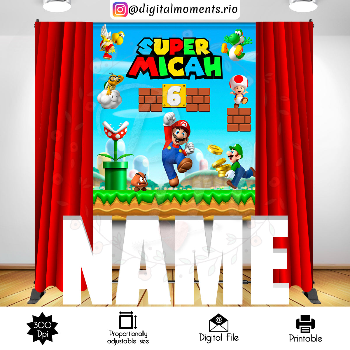 Mario Moving Backdrop Super Mario 5x6 Custom Backdrop, Digital file only – Digital Moments Rio