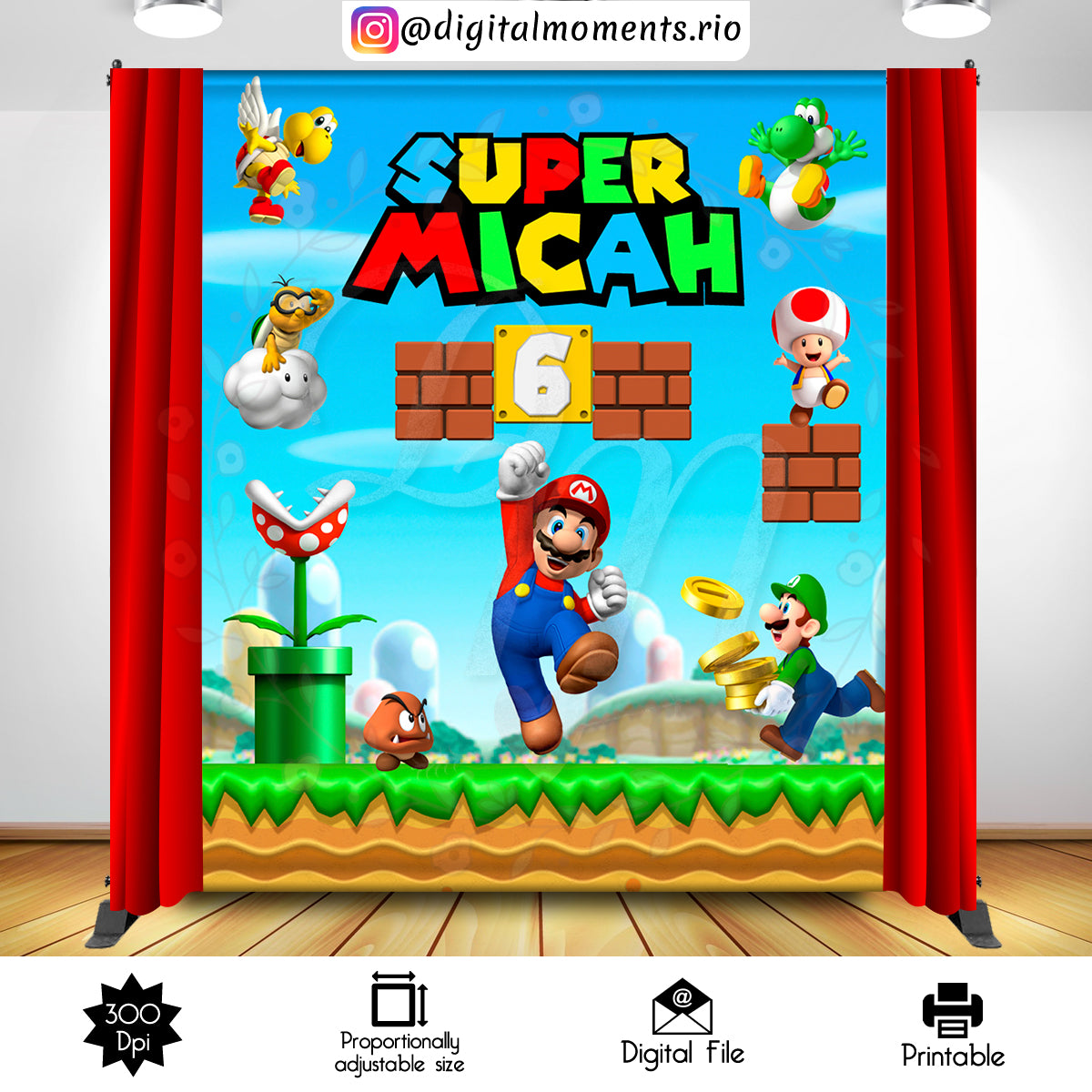 Fondo personalizado de Super Mario 5x6, solo archivo digital