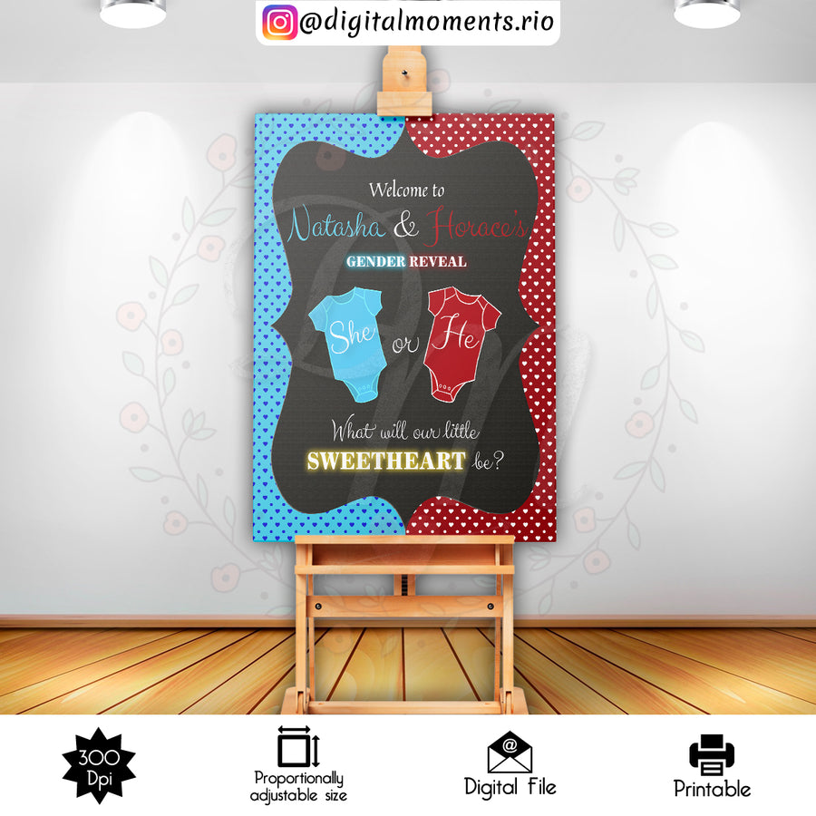 Gender Reveal 2x3 Custom sign, Digital file only | Custom Digital Download for Kids Party or Event