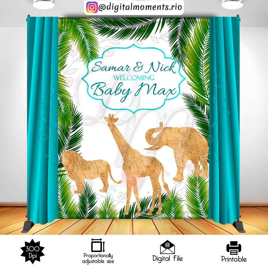 Safari 6x8 Custom Backdrop, Digital file only | Custom Digital Download for Kids Party or Event