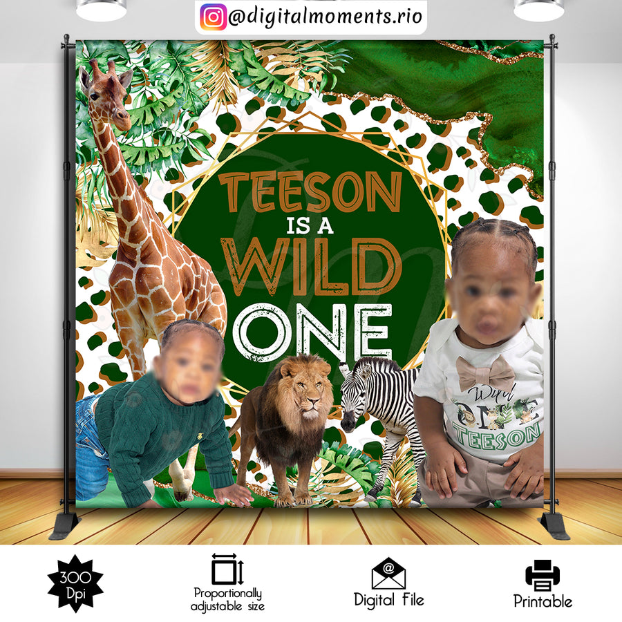 Safari 8x8 Custom Backdrop with 2 pictures, Digital file only | Custom Digital Download for Kids Party or Event