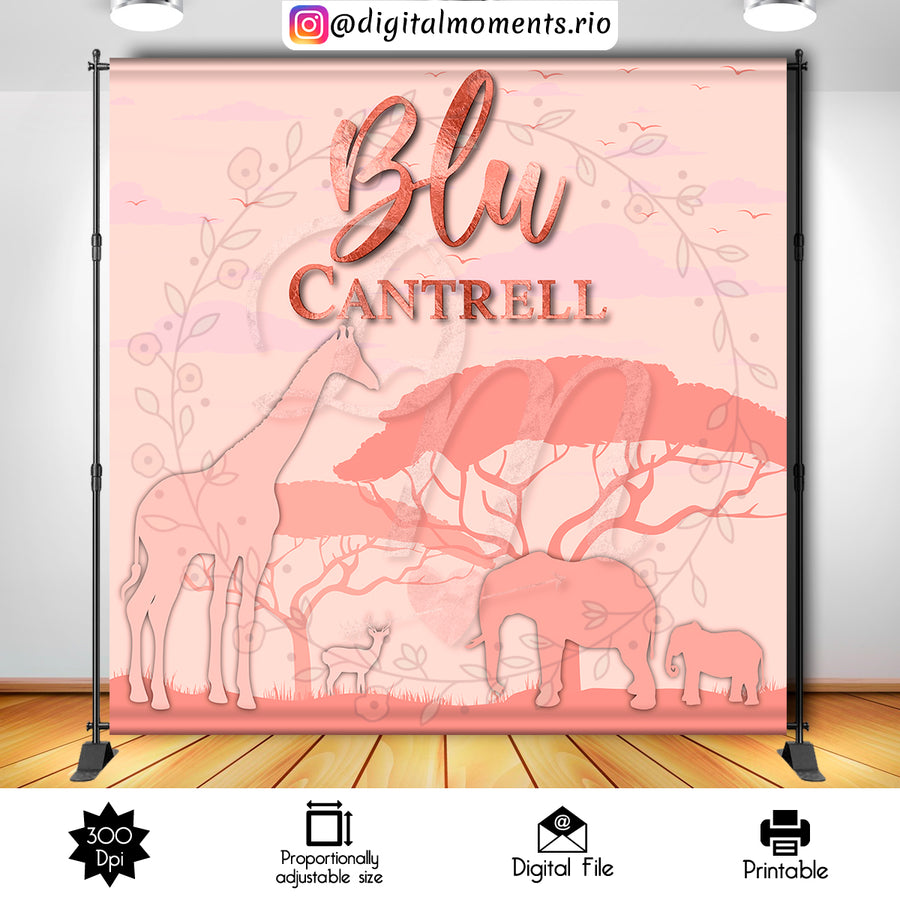 Safari 8x8 Custom Backdrop, Digital file only | Custom Digital Download for Kids Party or Event