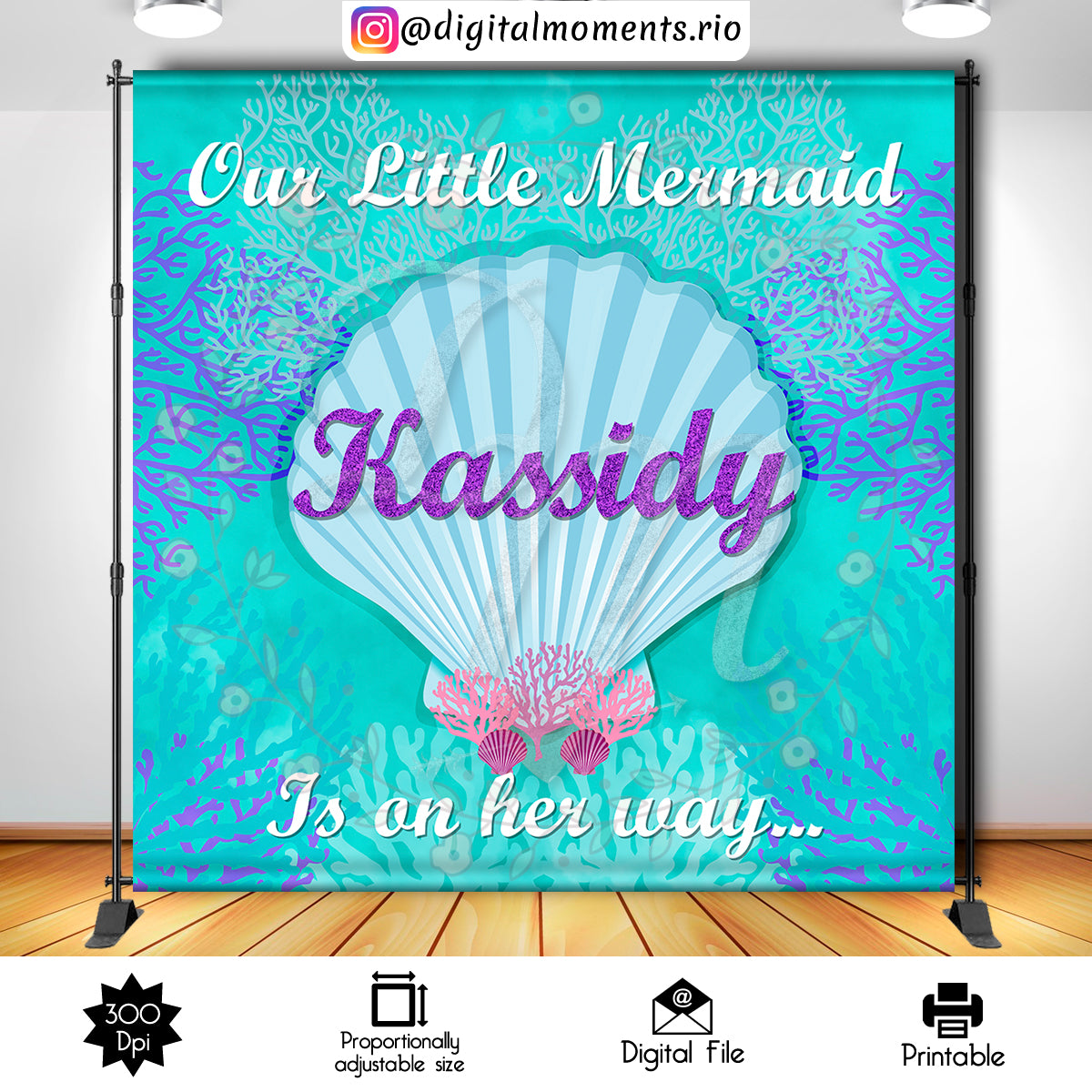 Little Mermaid 8x8 Custom Backdrop, Digital file only