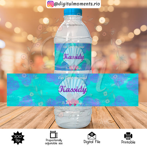 Shell Label 8_35x2_08, events, bottle, custom, mermaid, little, label, water