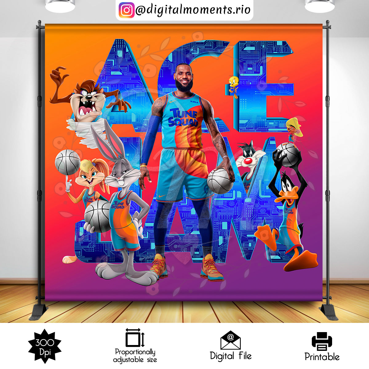 Space Jam 8x8 Fondo personalizado, solo archivo digital