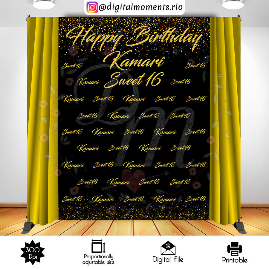 Sweet 16 6x8 Custom Backdrop, Digital file only | Custom Digital Download for Kids Party or Event
