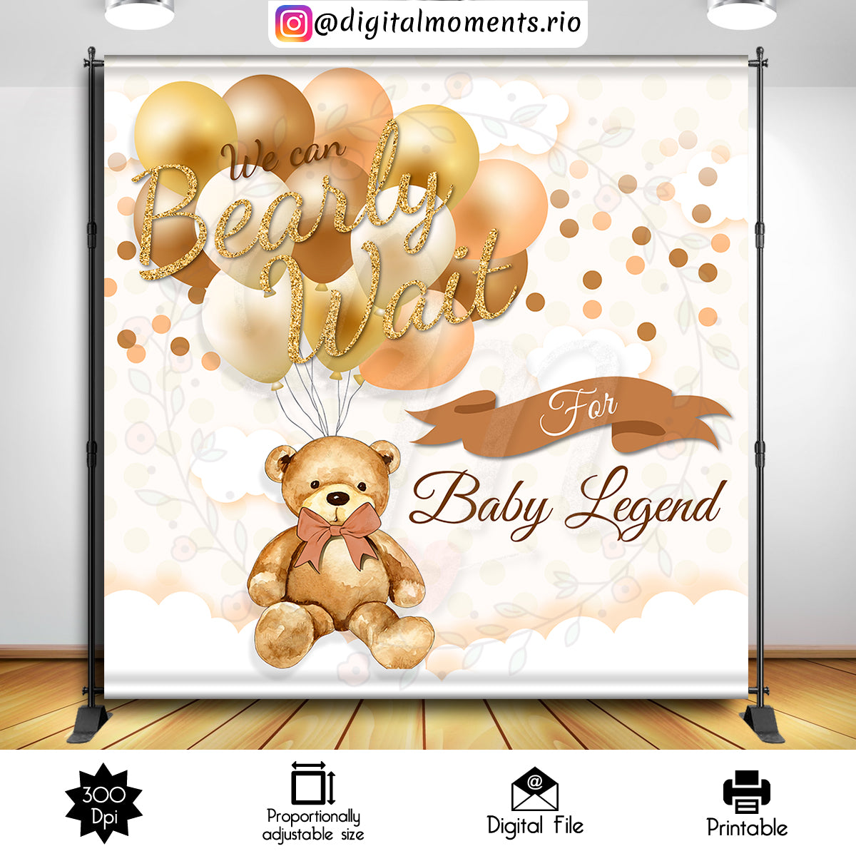 Teddy Bear 8x8 Custom Backdrop, Digital file only