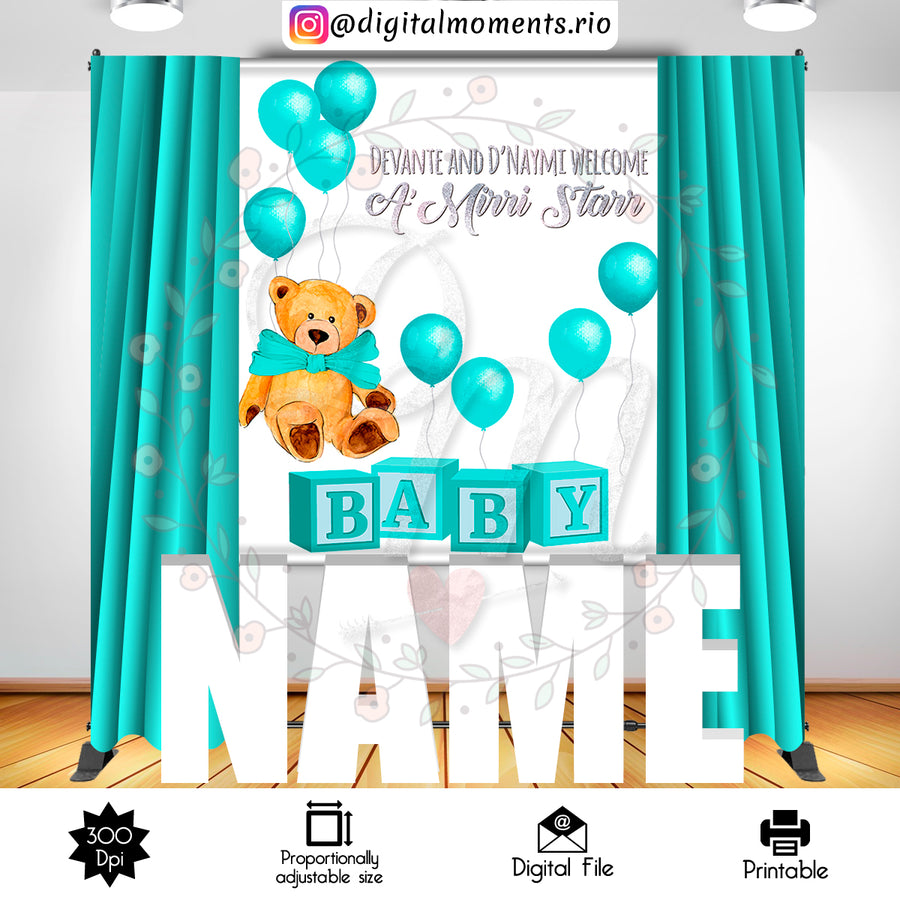 Teddy Bear 5x6 Custom backdrop, Digital file only | Custom Digital Download for Kids Party or Event