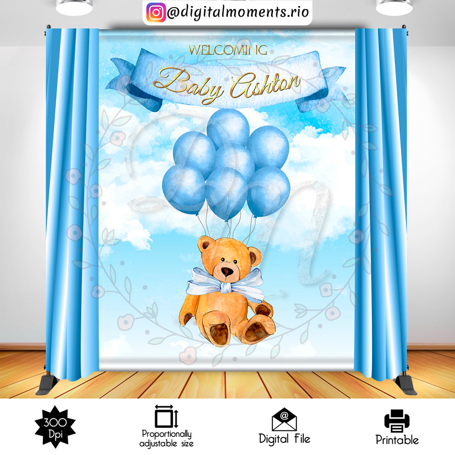 Teddy Bear 6x8 Custom Backdrop, Digital file only | Custom Digital Download for Kids Party or Event