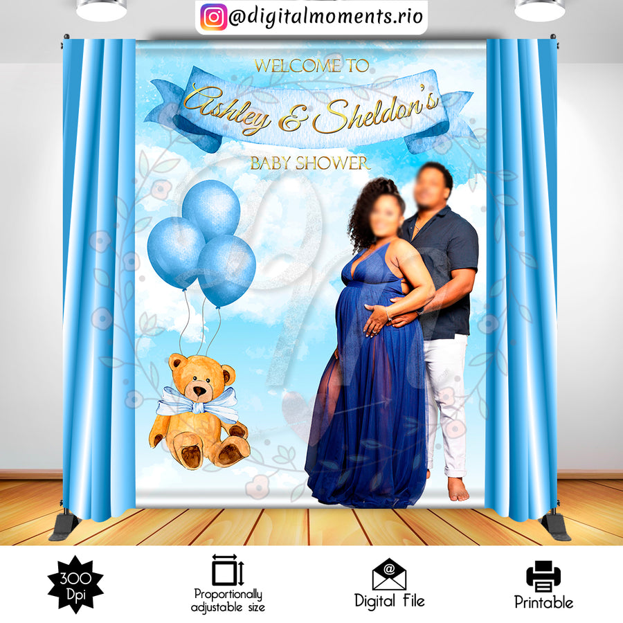 Teddy Bear 6x8 Custom backdrop with picture, Digital file only | Custom Digital Download for Kids Party or Event