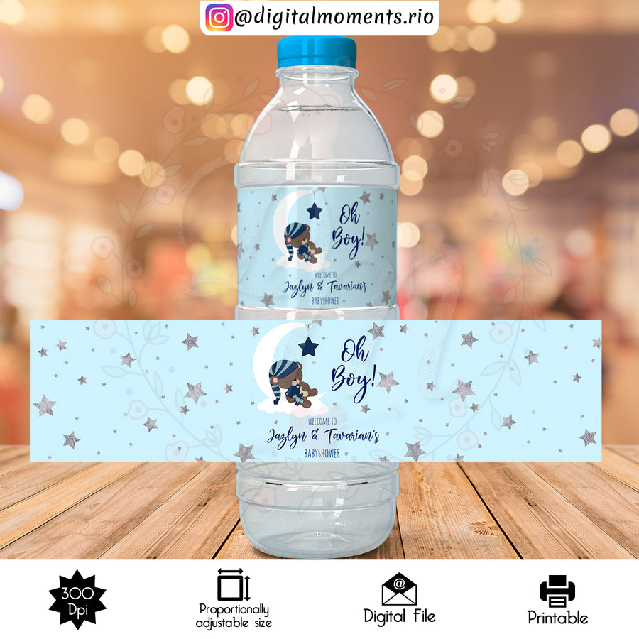 Teddy Bear Custom Water Bottle Label, Digital file only | Custom Digital Download for Kids Party or Event