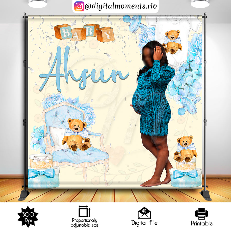 Teddy Bear 8x8 Custom backdrop with picture, Digital file only | Custom Digital Download for Kids Party or Event