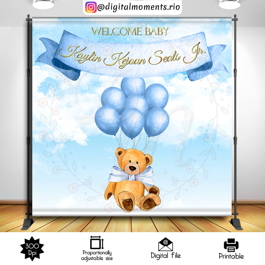 Teddy Bear 8x8 Custom Backdrop, Digital file only | Custom Digital Download for Kids Party or Event