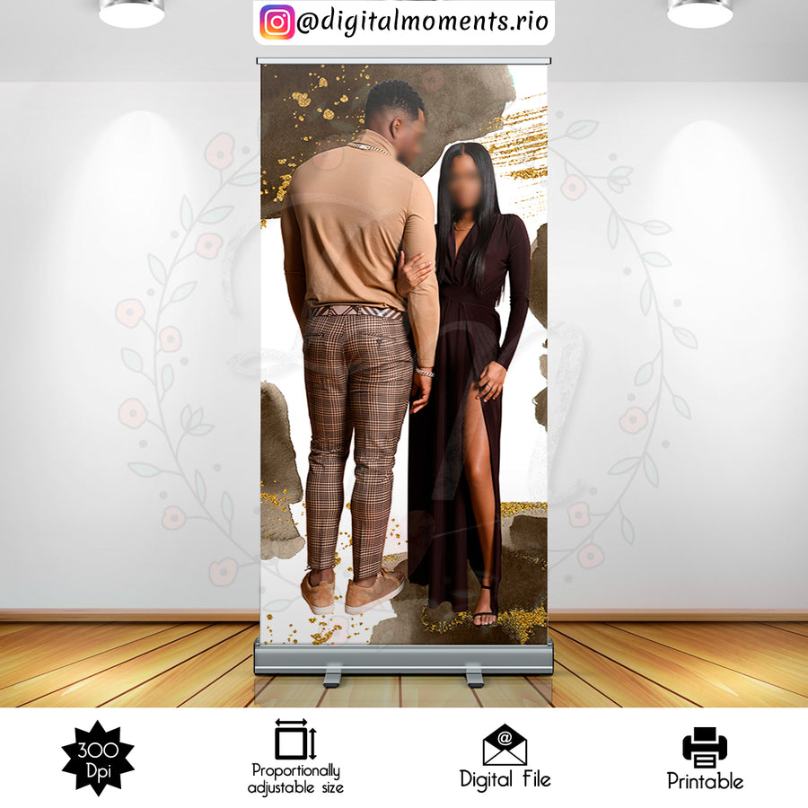 Brown and Gold 4x8 Custom Backdrop with picture, Digital file only | Custom Digital Download for Kids Party or Event