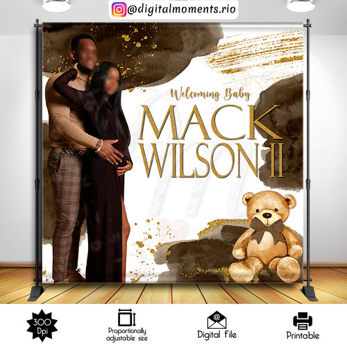 Brown and Gold 8x8 Custom Backdrop with picture, Digital file only