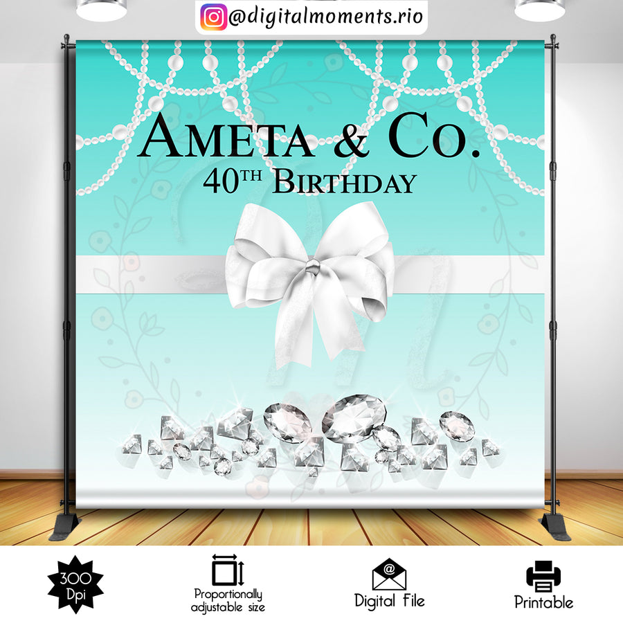 Tiffany & Co. 8x8 Custom Backdrop, Digital file only | Custom Digital Download for Kids Party or Event