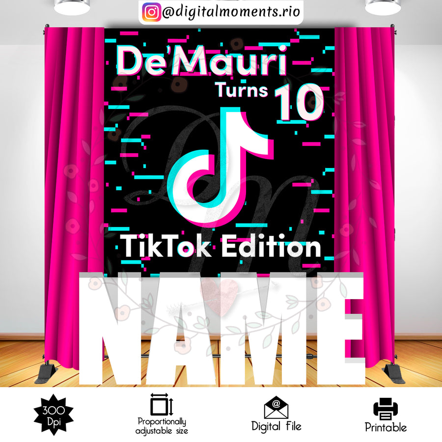 TikTok 6x6 Custom backdrop, Digital file only | Custom Digital Download for Kids Party or Event