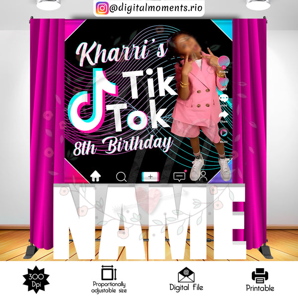 TikTok 6x6 Custom Backdrop with picture, Custom Digital File | Digital Download for Events for Events. 6x6, arts, backdrop, backdrop-sign, c…
