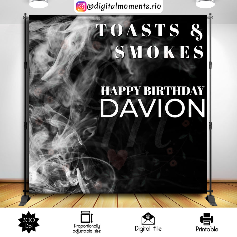 Toast & Smokes 8x8 Custom Backdrop, Digital file only | Custom Digital Download for Kids Party or Event