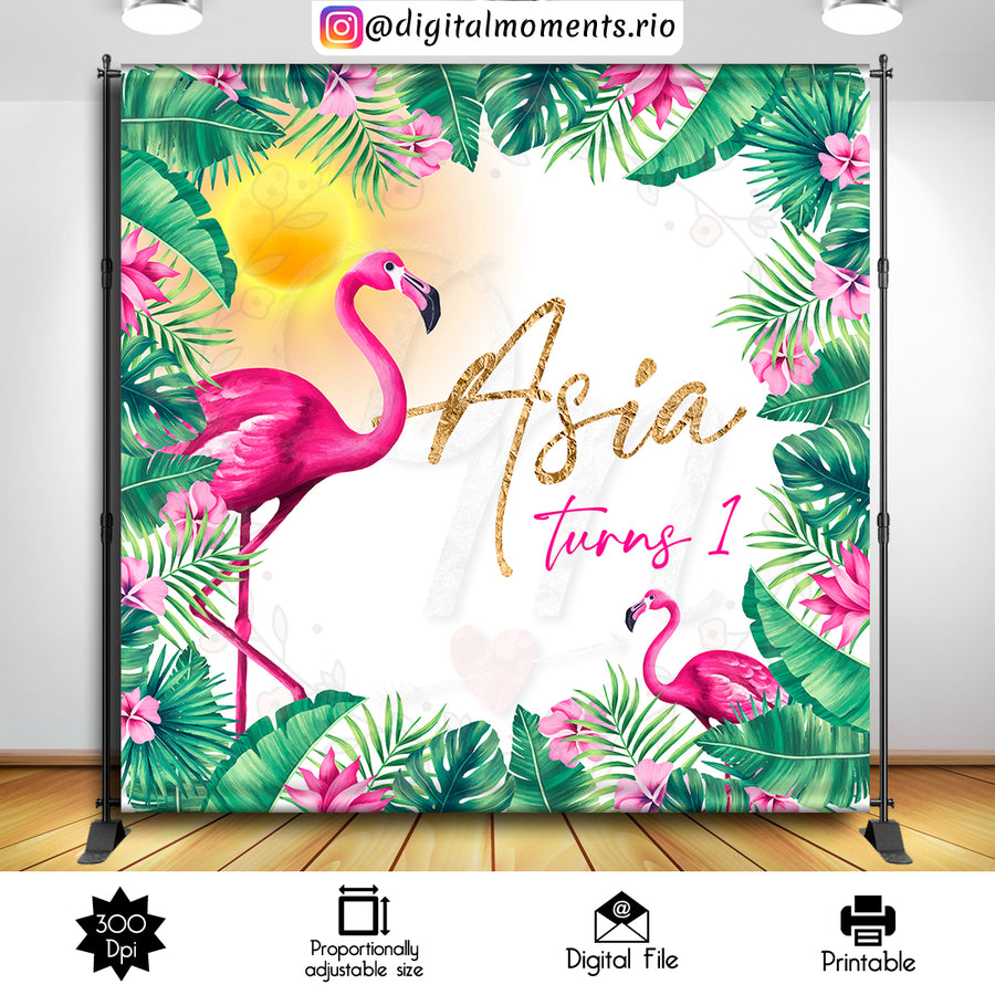 Tropical 8x8 Custom Backdrop, Digital file only | Custom Digital Download for Kids Party or Event