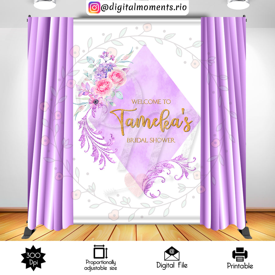 Floral 5x8 Custom Backdrop, Digital file only | Custom Digital Download for Kids Party or Event