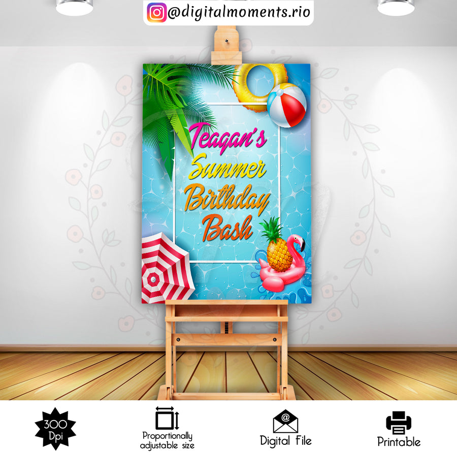 Pool Party 2x3 Custom sign, Digital file only | Custom Digital Download for Kids Party or Event