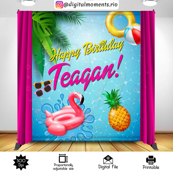 Pool Party 6x7 Custom Backdrop, Digital file only | Custom Digital Download for Kids Party or Event
