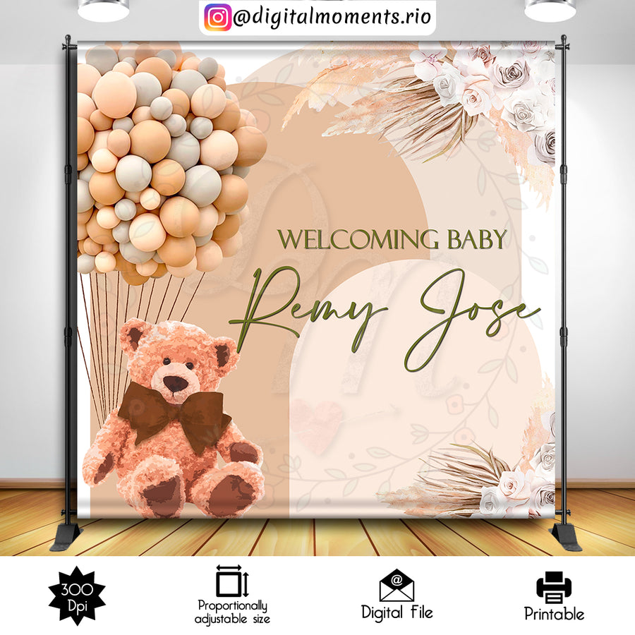 Teddy Bear 8x8 Custom Backdrop, Digital file only | Custom Digital Download for Kids Party or Event