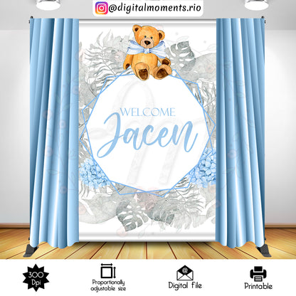 Teddy Bear Silver 5x8, events, custom, bear, teddy, backdrop, 5x8