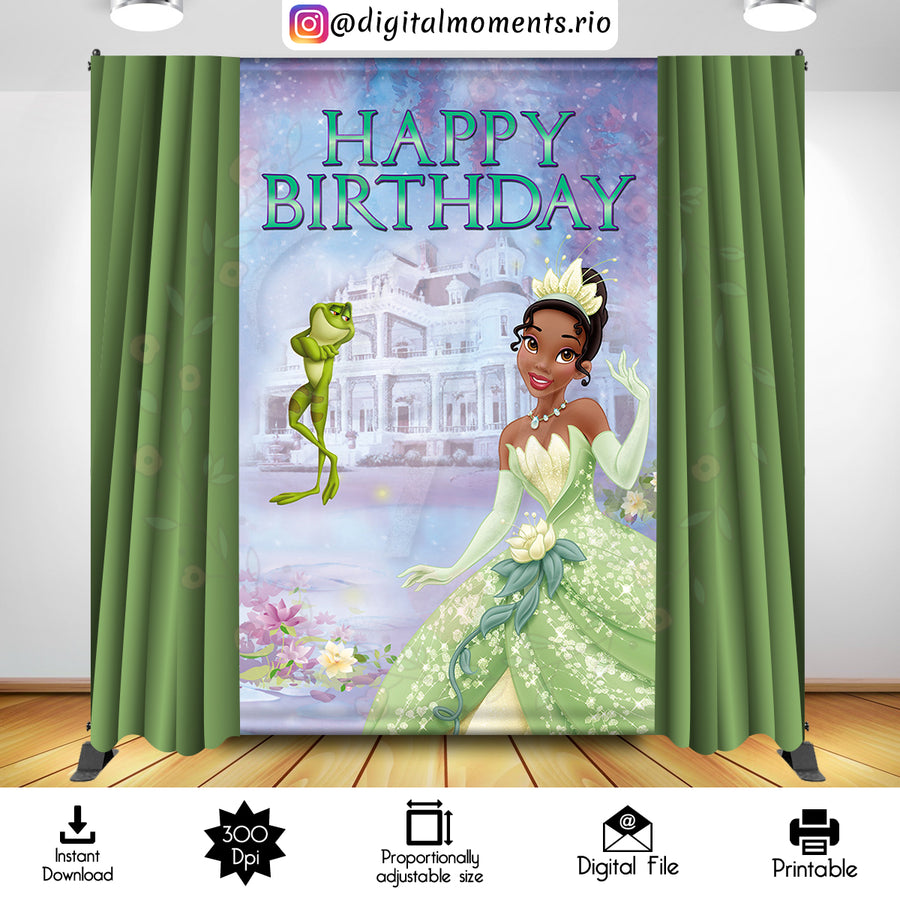 The Princess and the Frog 5x8 Digital Backdrop Design, Instant Download | Custom Digital Download for Kids Party or Event