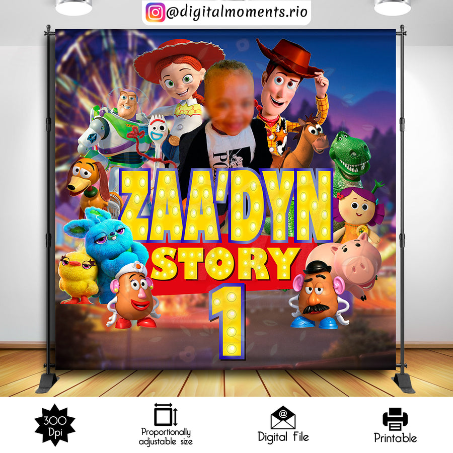 Toy Story 8x8 Custom backdrop with picture, Digital file only | Custom Digital Download for Kids Party or Event