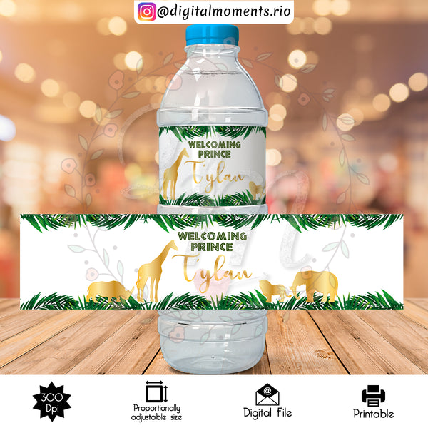 Safari Custom Water Bottle Label, Custom Digital File | Digital Download for Events for Events. arts, bottle, celebration, custom, digital, …